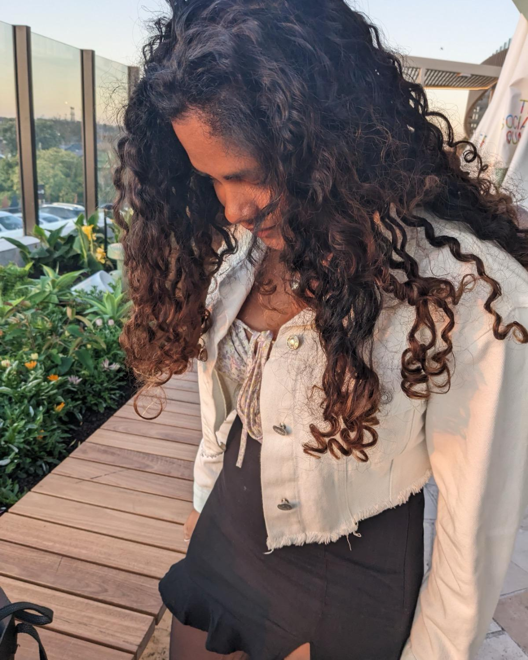 Curly hair styled